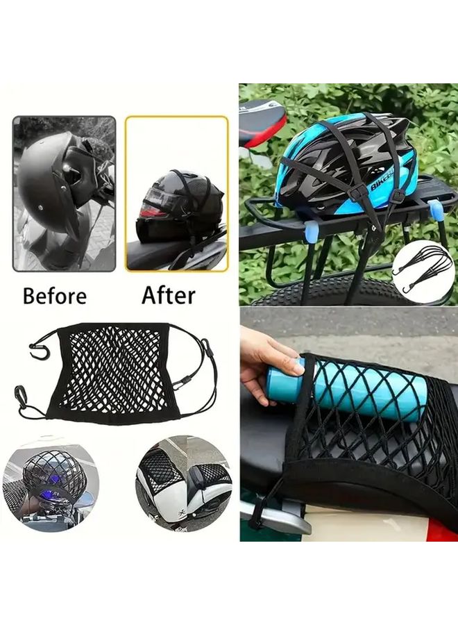 3pcs Black Elastic Bungee Cords Motorcycle Bicycle Helmet Net Straps Storage Bags - Image 5