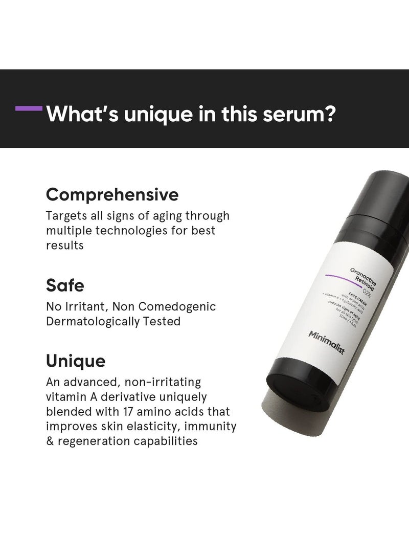 Minimalist 2% Retinoid Anti Aging Cream for Wrinkles & Fine Lines, 30 ml | Super Light Night Face Cream (Emulsion) for Women & Men - Image 3