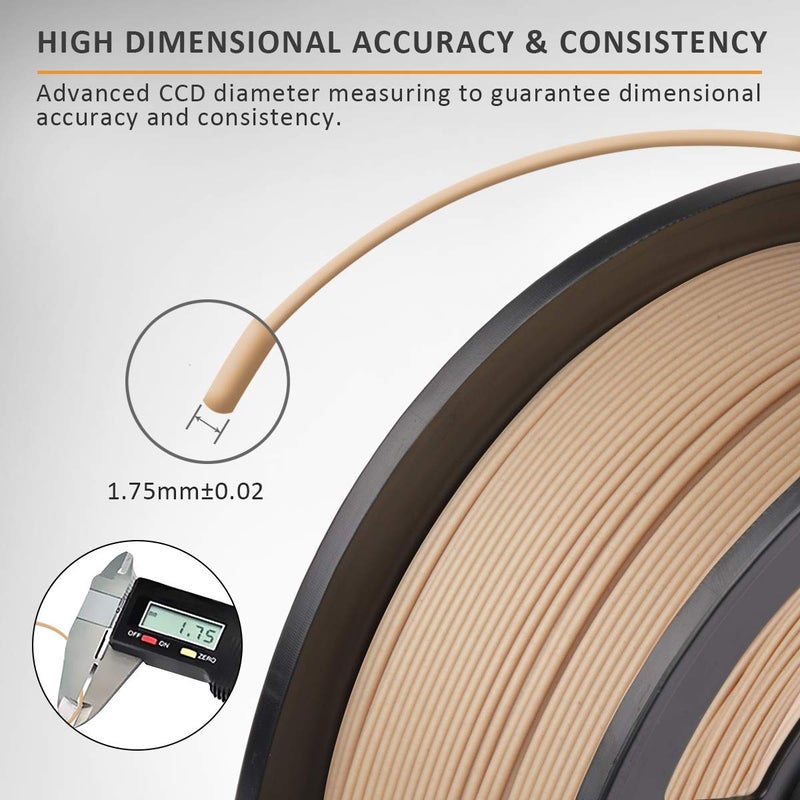 SUNLU Real Wood Fiber Wood PLA Filament, Neatly Wound PLA 3D Printer Filament 1.75mm Dimensional Accuracy +/- 0.03mm, Fit Most FDM 3D Printers, 1kg Spool (2.2lbs), Woody Scent Real Wood Fiber PLA 1.75 - Image 2