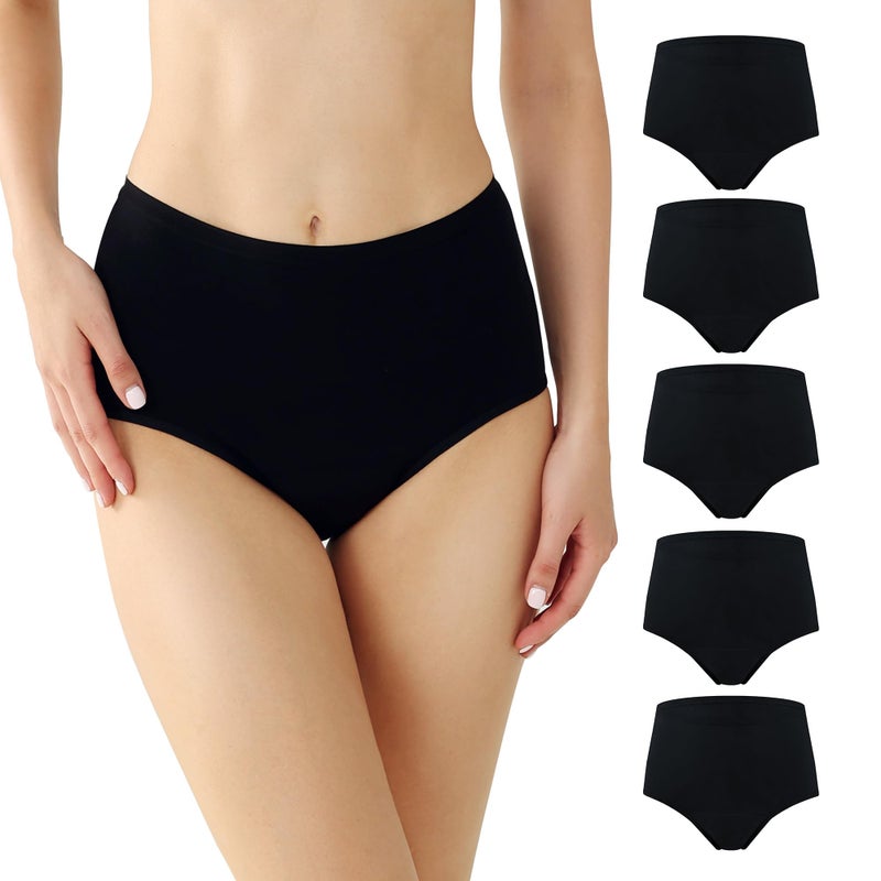 Battewa Washable Absorbency Incontinence Regular Underwear for Women, Reusable Leak Proof Protection Panties for Bladder Leakage(5Black, Large, 5 Pack) - Image 1