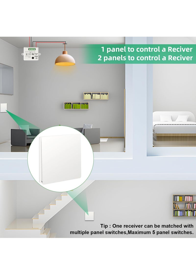 SYOSI - Wireless Lights Switch Kit 10A 250V Wireless RF433 Remote Control Switch with Easy to Install Receiver No Wiring Self powered Switch Remote Control IP44 Waterproof RF Switch and Receiver - Image 1