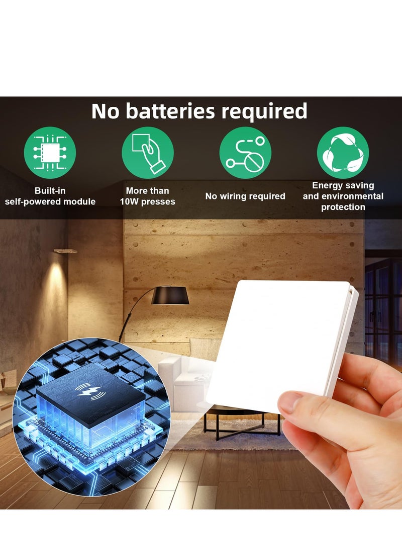 SYOSI - Wireless Lights Switch Kit 10A 250V Wireless RF433 Remote Control Switch with Easy to Install Receiver No Wiring Self powered Switch Remote Control IP44 Waterproof RF Switch and Receiver - Image 1