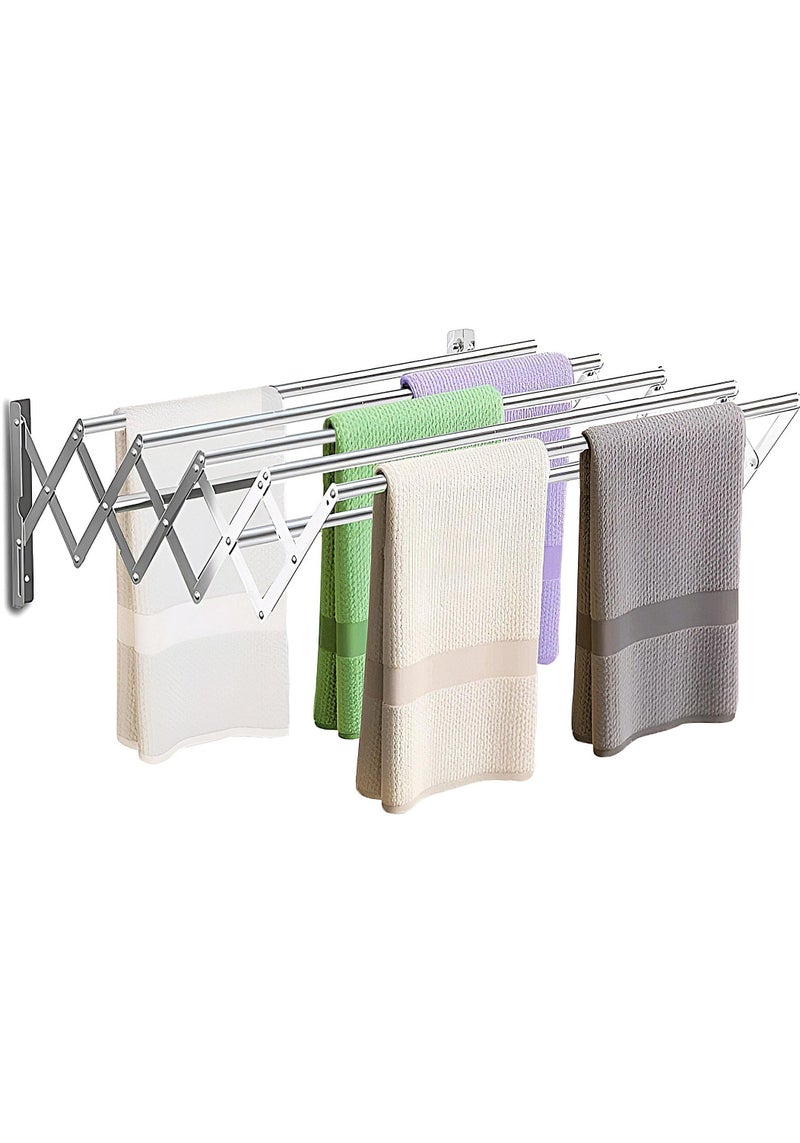 Wall Mountedclothes Drying Rack Foldable, Rust Resistant Accordion Retractable Drying Rack,Laundry/Bathroom Tower Towel Rack,  Portable Clothes Drying Rack - Image 1