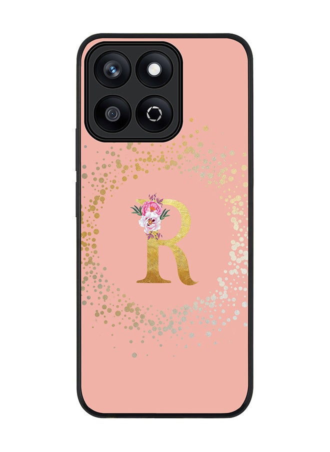 Stylizedd For Honor X7c 4G Case,Slim fit Camera Protection, Shockproof Thin Phone cover  - Custom Monogram Floral - R  (Rose Pink )  - Image 1