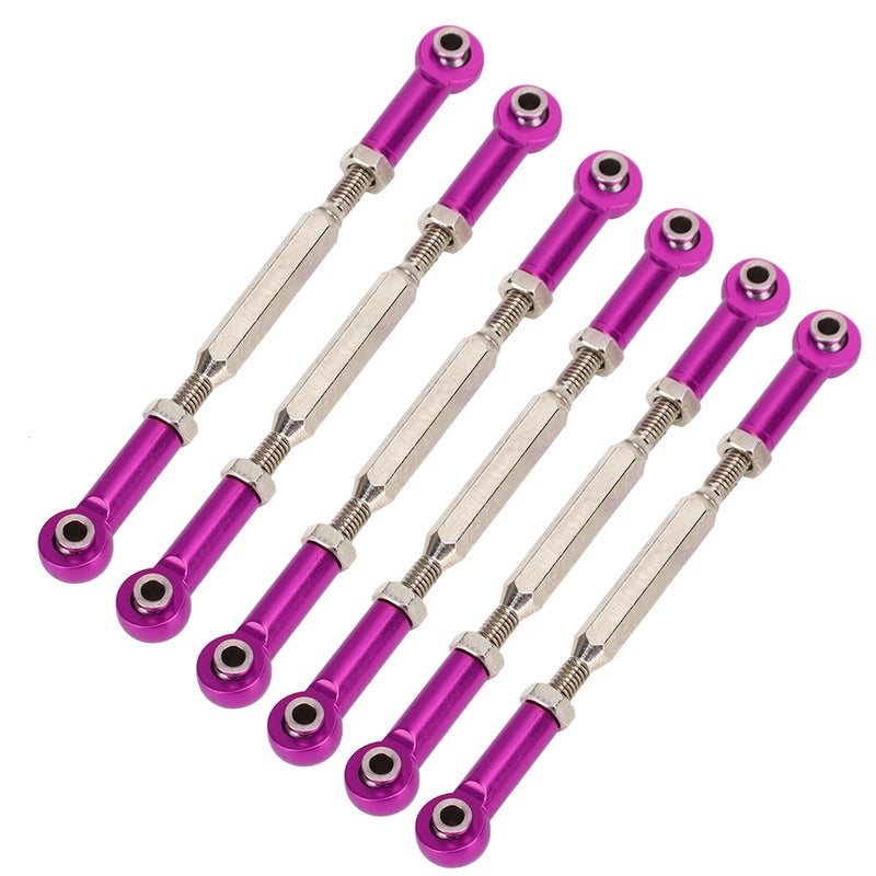6Pcs 88mm Aluminum Alloy Adjustable Push RodsTurnbuckle Rod Linkage Accessories for RC Car Modelspurple - Image 2