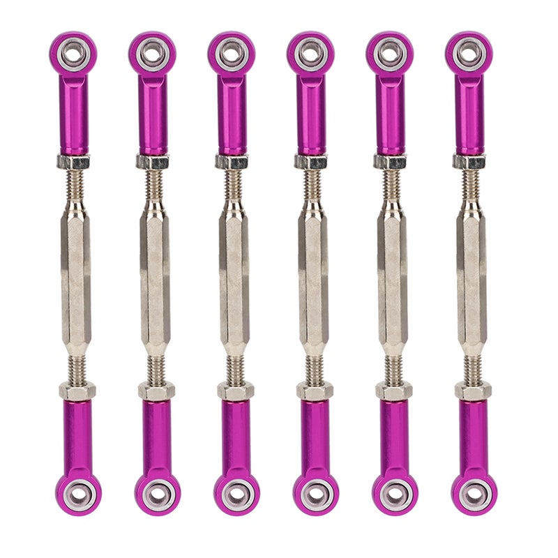 6Pcs 88mm Aluminum Alloy Adjustable Push RodsTurnbuckle Rod Linkage Accessories for RC Car Modelspurple - Image 1