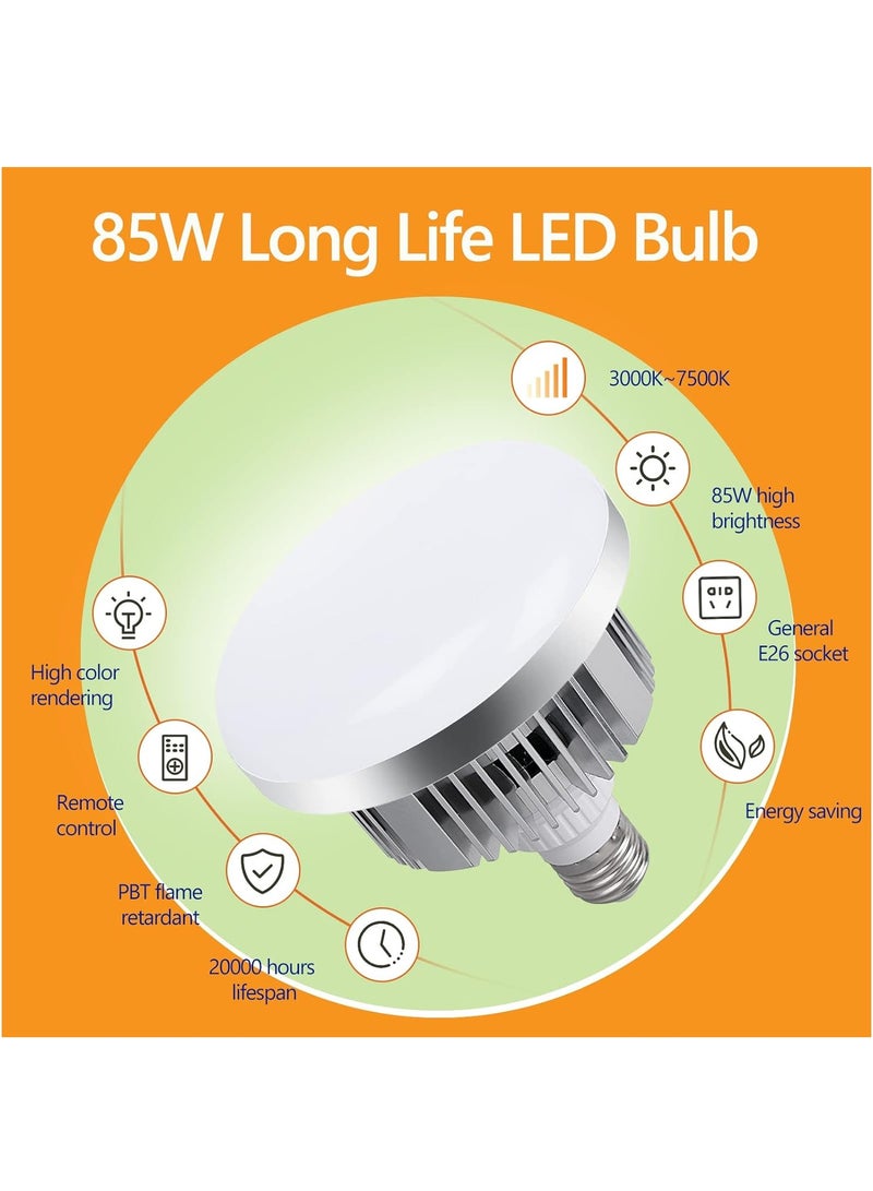 غرانفين مجموعة إضاءة تصوير صغيرة محمولة، مصابيح LED للتحكم عن بعد 85 وات، 3 ألوان، صناديق إضاءة 50×50 سم وحامل لتسجيل الفيديو، وتصوير المنتجات الصغيرة - Image 2