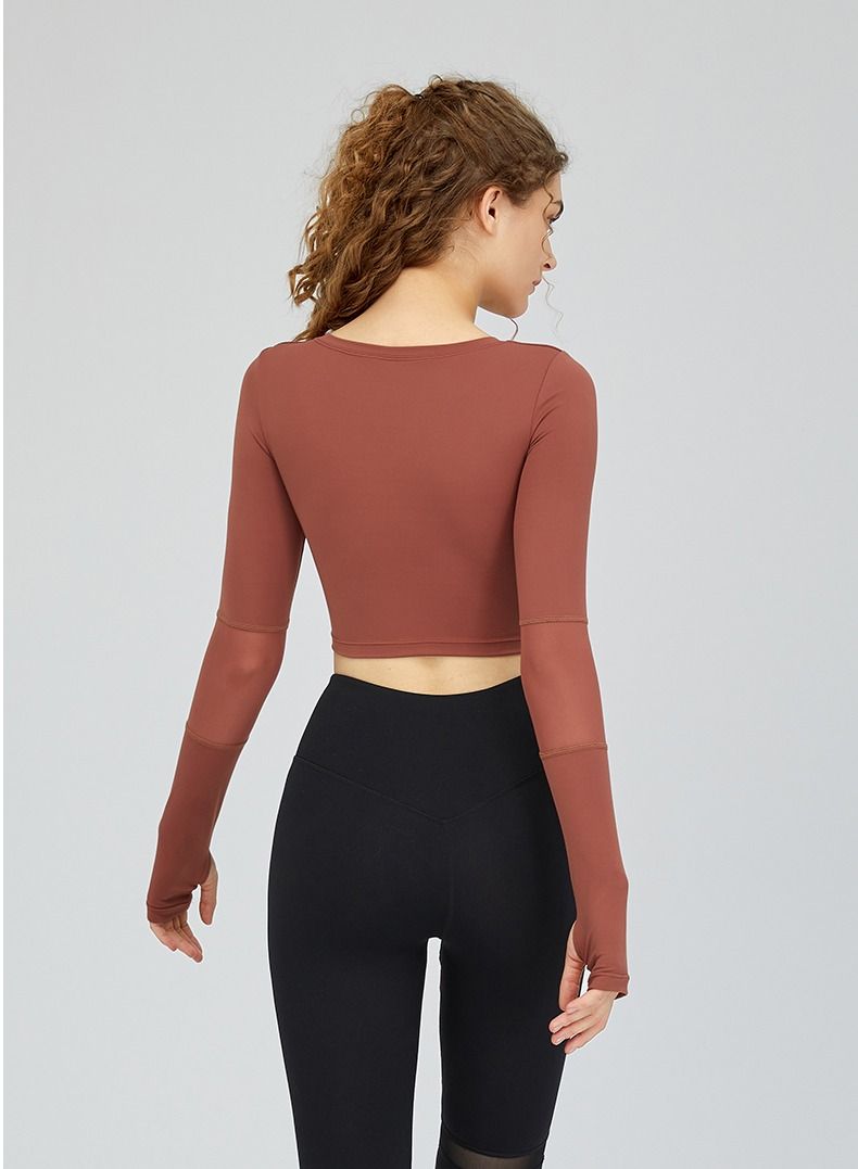 Loquat Yoga Sports Fitness top Long Sleeve Brown  - Image 3