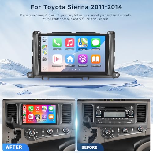 VECHTEL 4 Core+64G Android 15 Car Stereo for Toyota Sienna 2011-2014 with Wireless Carplay Android Auto, 9 Inch Touch Screen Radio Support GPS/ 5G WiFi/Bluetooth/SWC+Backup Camera - Image 2