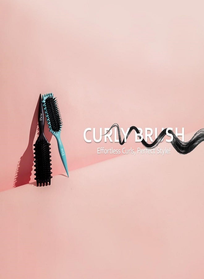 أليس فرشاة، فرشاة تصفيف الشعر المجعد، فرشاة فك تشابك الشعر الرطب والجاف، الأداة الأساسية لتشكيل وتصفيف تجعيدات شعرك، احصلي على تجعيدات محددة بشكل مثالي (أسود) - Image 5