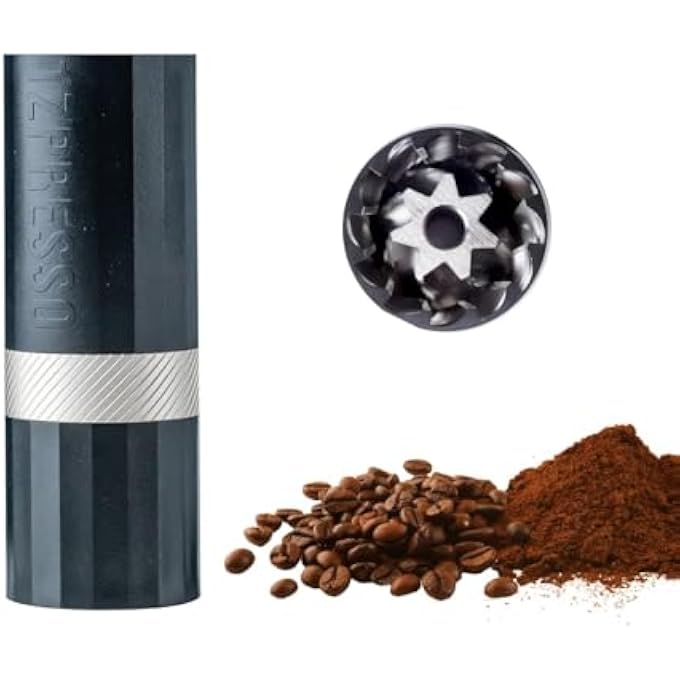 1ZPRESSO Q Air Manual Coffee GrinderBlack Mini Slim Travel Sized Fits In The Plunger Stainless Steel Conical Burr Numerical Adjustable Setting For Pour Over French Press Cold Brew - Image 1