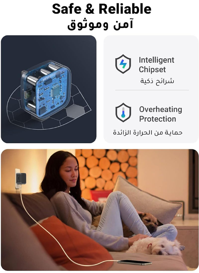 ROCK POW iPhone Charger Type C PD 20W Fast USB C Charger iPhone 16 Fast Charger Head Type-C Power Plug Universal Travel Adapter USB-C Plug for iPhone 16/16 Pro Max/16 Pro/16Plus/15/14/13/12,etc