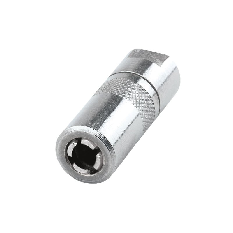 موصل شحم لوماتكس LX1400 فضي 18 NPT قياسي لبنادق الشحم مع أربعة فكوك فولاذية صلبة للمتانة