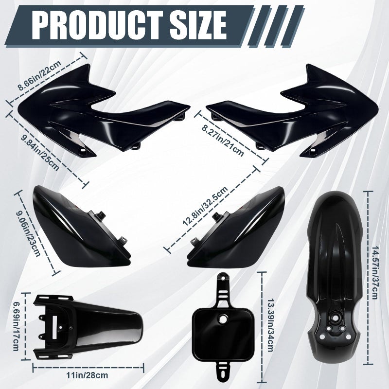 Podoy CRF50 Body Fender Kit for Compatible with XR50 XR 50 CRF 50 SDG SSR Pit Dirt Motor Trail Bike Black with Bolt Work Fairing Plastic (black) - Image 5