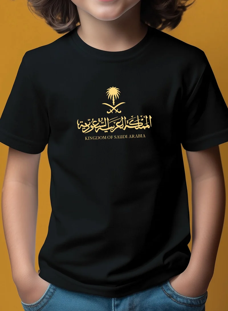 LOWHA Kids & Teens Cotton T-Shirt for Saudi National Day or Everyday Saudi Pride Wear for Boys & Girls