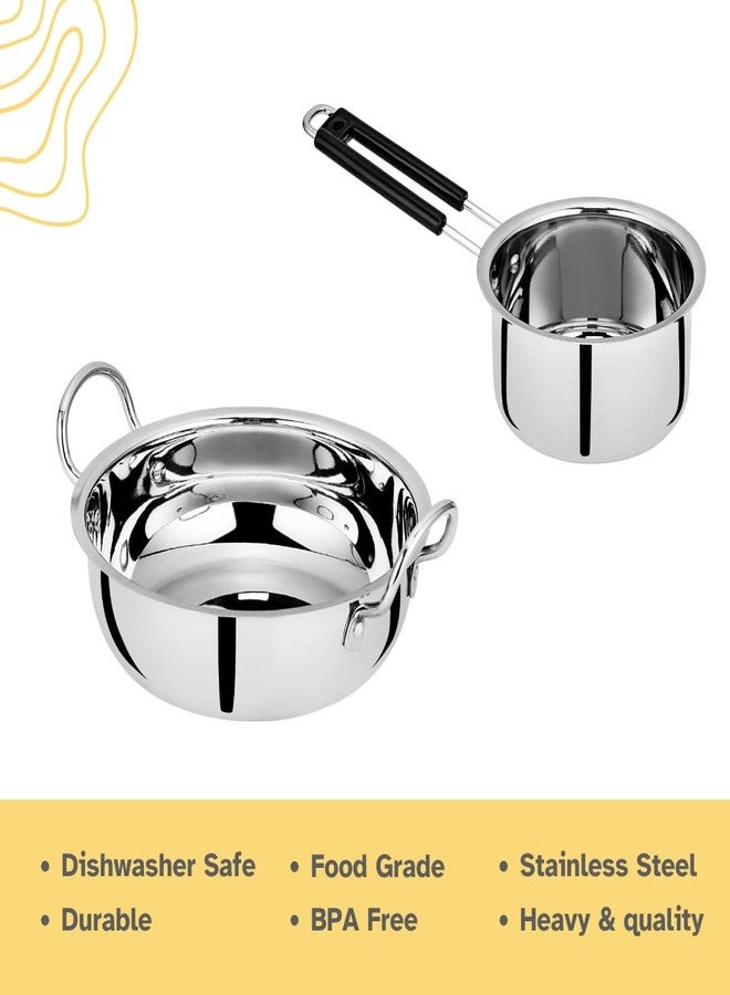 Chakmak Prima 2-Piece Cookware Set | Kadhai 26cm 3Ltr, Saucepan 18cm 1.5Ltr | Stainless Steel - Image 4