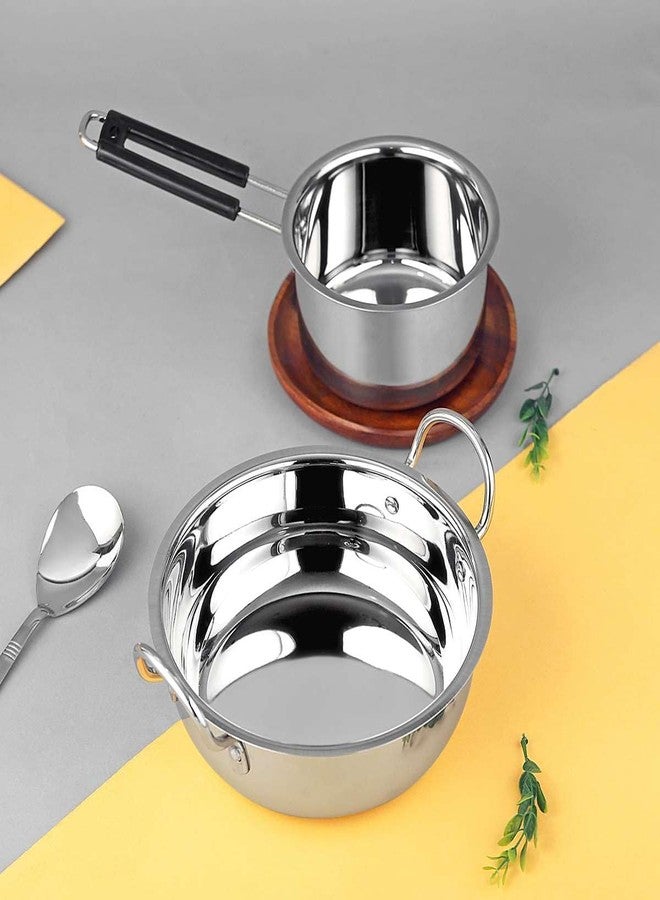 Chakmak Prima 2-Piece Cookware Set | Kadhai 26cm 3Ltr, Saucepan 18cm 1.5Ltr | Stainless Steel - Image 1