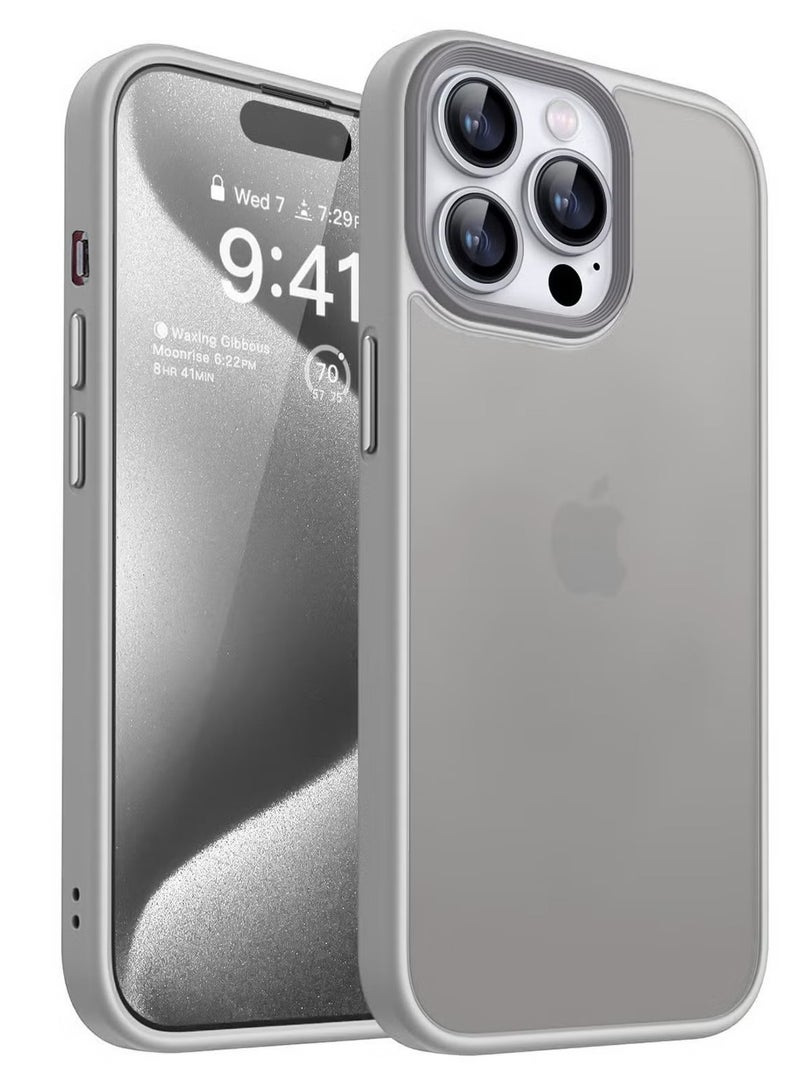 Case Translucent Matte Phone Case Slim Thin Shockproof Anti-Yellowing Women Men Girls Boys Protective Cover For Iphone 14 Pro (Grey) 