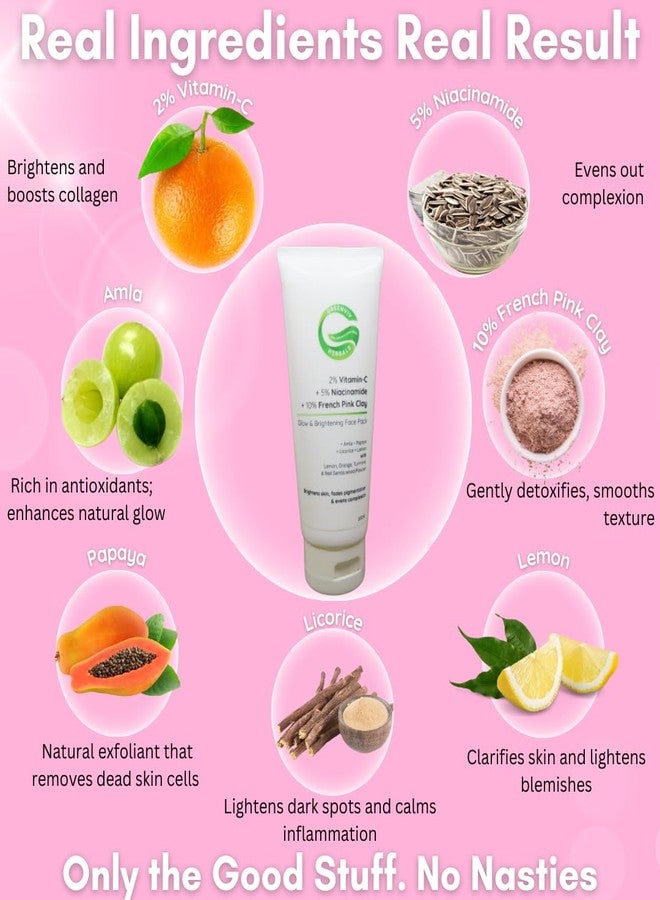 Greenviv French Pink Clay Glow & Brightening Face Pack | with Vitamin C & Niacinamide | Deep Cleansing, Evens Skin Tone & Boosts Radiance | For All Skin Types | 100 g - Image 5