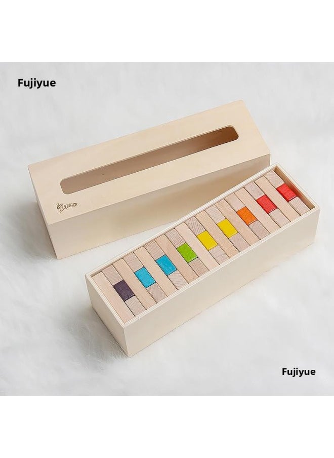 Generic - Children's Stacking High-Rise Stacking Balance Extraction Building Blocks 3-9 Years Old Board Game Pumping Wooden Toys-Color:Color 48 Capsules - Image 1