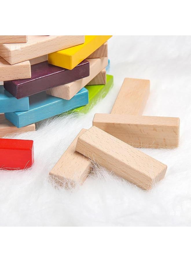 Generic - Children's Stacking High-Rise Stacking Balance Extraction Building Blocks 3-9 Years Old Board Game Pumping Wooden Toys-Color:Color 48 Capsules - Image 1