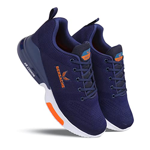 Bersache Lightweight Sports Shoes Sole, Comfortable Outdoor, Casual, Walking, Gym, Training, Trekking And Hiking Navy Blue Shoes For Men - 10 Uk - Image 4