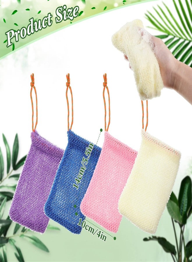 Shappy 8 Pcs Soap Saver Pouch Bar Soap Bags Exfoliating Soap Net Soap Mesh Bags for Shower Soap Holder Bubble Foam Net Soap Pocket for Women Men (Beige, Blue, Purple, Pink) - Image 2