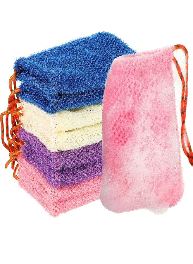 Shappy 8 Pcs Soap Saver Pouch Bar Soap Bags Exfoliating Soap Net Soap Mesh Bags for Shower Soap Holder Bubble Foam Net Soap Pocket for Women Men (Beige, Blue, Purple, Pink) - Image 1