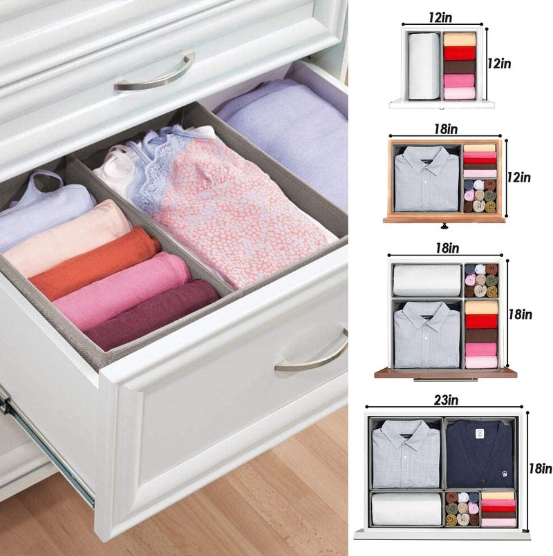 Criusia Foldable Underwear Drawer Organizer, Closet Dividers, Storage Box for Clothes, Socks (6 Bins, Gray) - Image 3