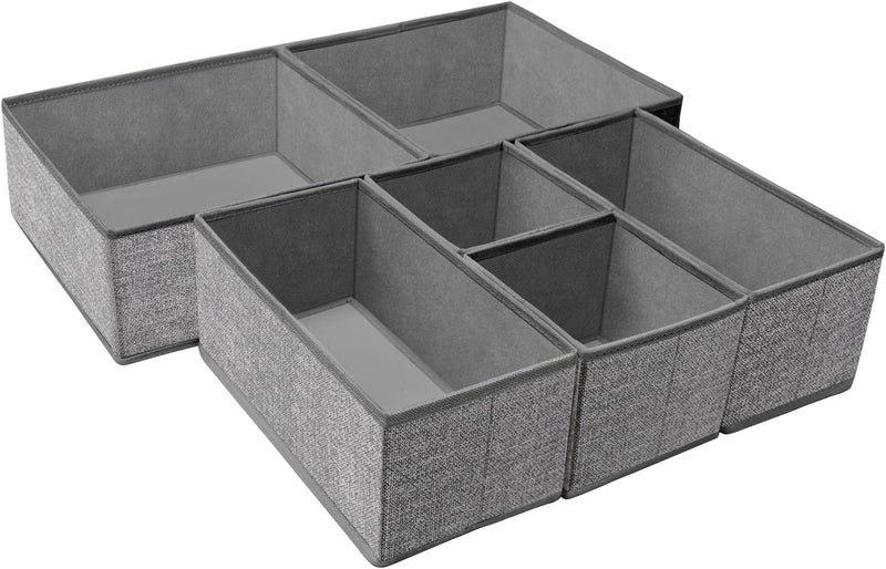 Criusia Foldable Underwear Drawer Organizer, Closet Dividers, Storage Box for Clothes, Socks (6 Bins, Gray) - Image 1