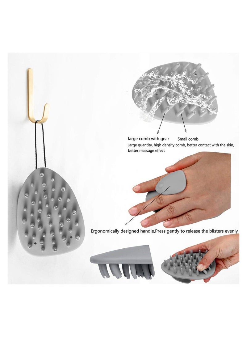 NIBEMINENT Hair Scalp Massager Brush, Shampoo Brush Soft Silicone Comb, Scrubber and Dandruff for Care Cleaning Shower, 1 Gray - Image 3
