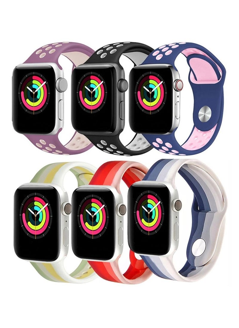 Generic - Apple Watch 41mm 40mm 38mm Silicone Sport Band 6-Pack Nike Design and Rainbow Collection 1 - Image 1