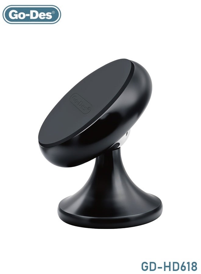 Universal Magnetic Car Phone Holder with 360° Rotation | Strong N52 Magnet | All-Metal Body | Secure Dashboard Mount | Compact Design | Stable Grip for One Smartphone | Signal-Safe, Scratch-Free, Adhesive Base - Image 1