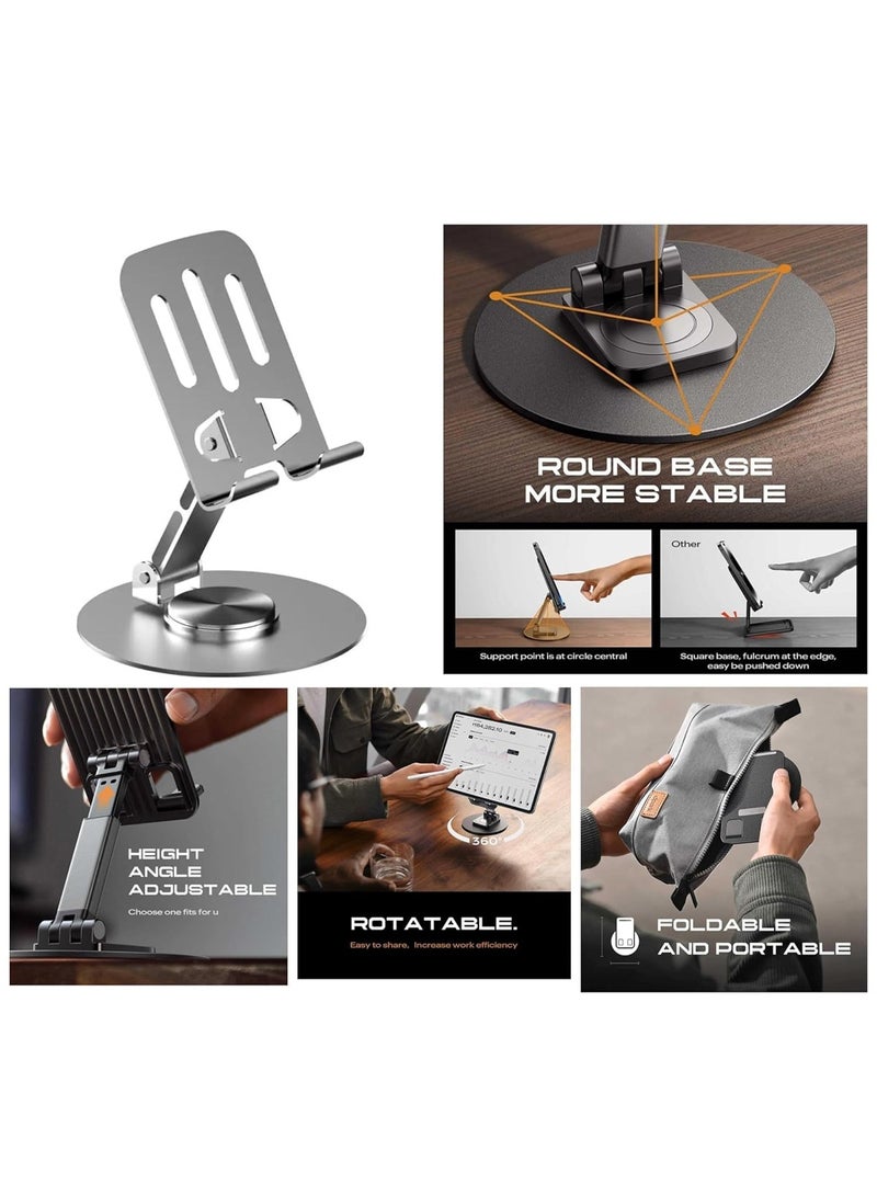 Chappeline ST42 Metal Bracket Aluminum Mobile Phone Stand Holder 360° Rotation, Adjustable Metal Desk Stand for Smartphones - Black - Image 5