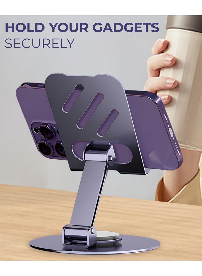 Chappeline ST42 Metal Bracket Aluminum Mobile Phone Stand Holder 360° Rotation, Adjustable Metal Desk Stand for Smartphones - Black - Image 4
