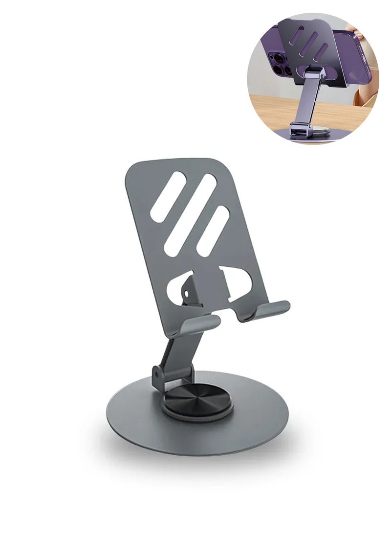 Chappeline ST42 Metal Bracket Aluminum Mobile Phone Stand Holder 360° Rotation, Adjustable Metal Desk Stand for Smartphones - Black - Image 1