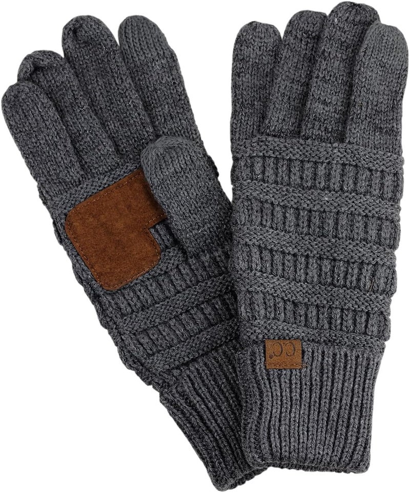 Cc Unisex Cable Knit Winter Warm Anti-Slip Touchscreen Texting Gloves - Image 1