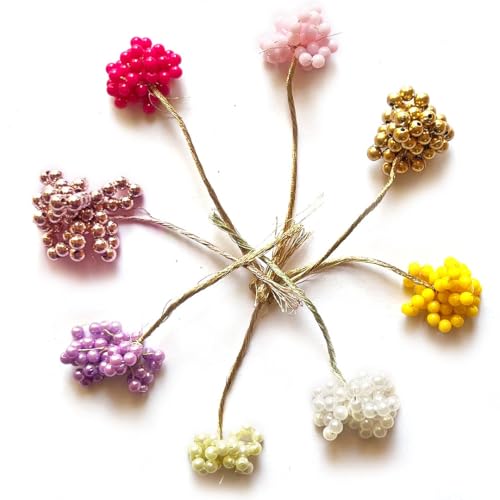 Adikala Handmade Small Pearl Bunch Zari Tassels for Jewelry, DIY Art & Craft Decoration, Fabric Fringe Beads for Decorating Art Crafting (25, Golden) - Image 5