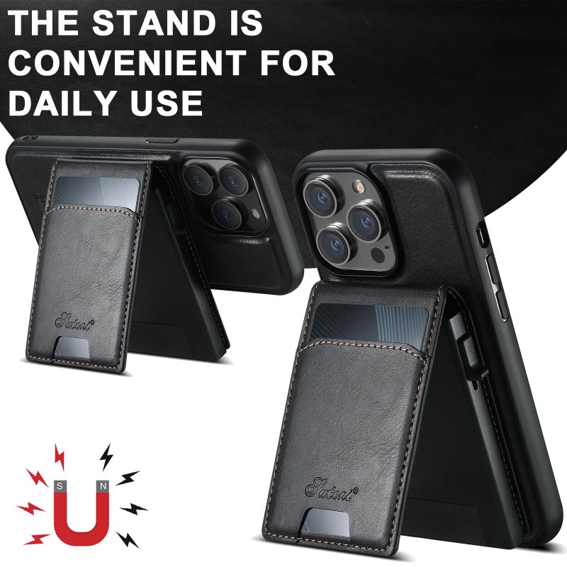 Suteni For Google Pixel 10 Pro Xl H19 Oil Wax 2-In-1 Magsafe Removable Card Box Back Phone Case(Black) - Image 3