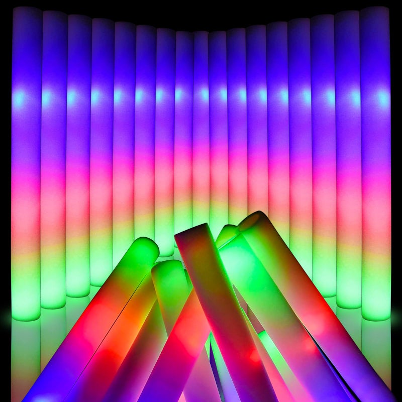 wellent 220 PCS LED Foam Glow Sticks Bulk Glow in the Dark Party Supplies with 3 Modes Colorful Flashing Neon Party Favors for Birthday Wedding Carnival Concert New Year - Image 2
