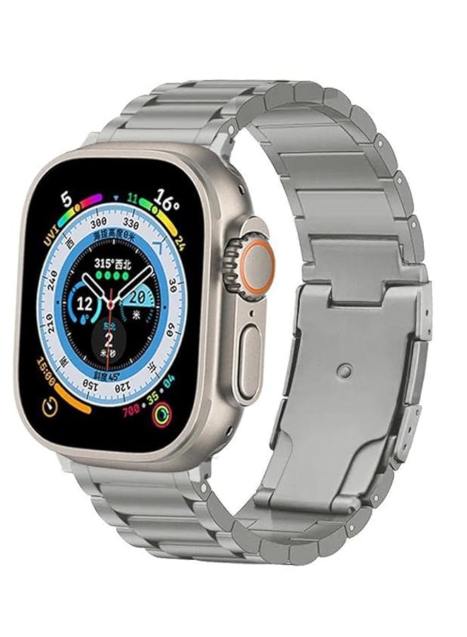 دادو حزام ساعة معدني من التيتانيوم متوافق مع سلسلة الساعات Ultra 2 9 8 Ultra 8 7 6 5 49 45 44 42 ملم خفيف الوزن مع حزام مشبك بزر مزدوج - Image 1