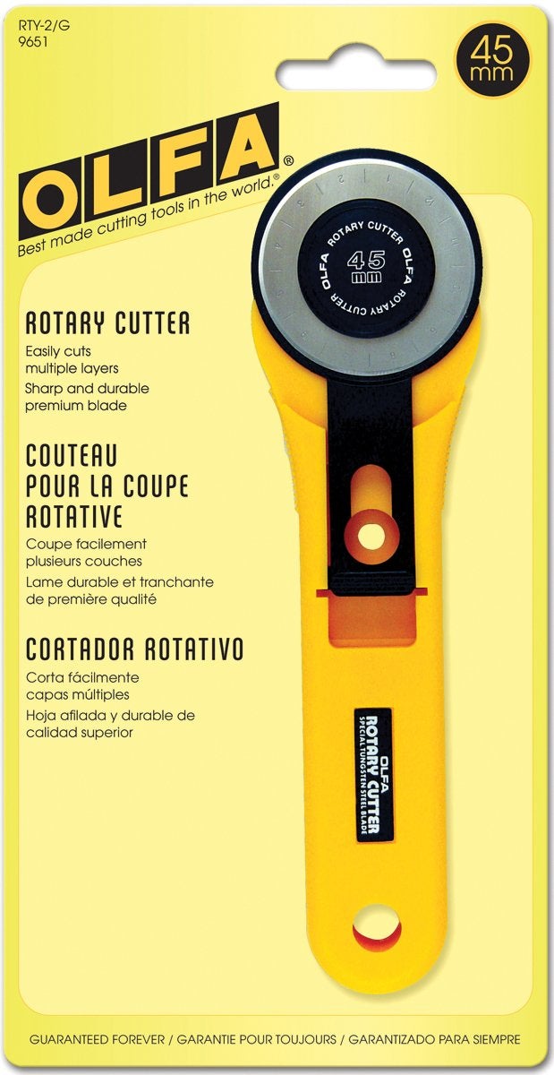 OLFA 45mm Straight Handle Rotary Cutter RTY2G Rotary Fabric Cutter wBlade Cover for Crafts Sewing Quilting Replacement Blade RB451 - Image 2
