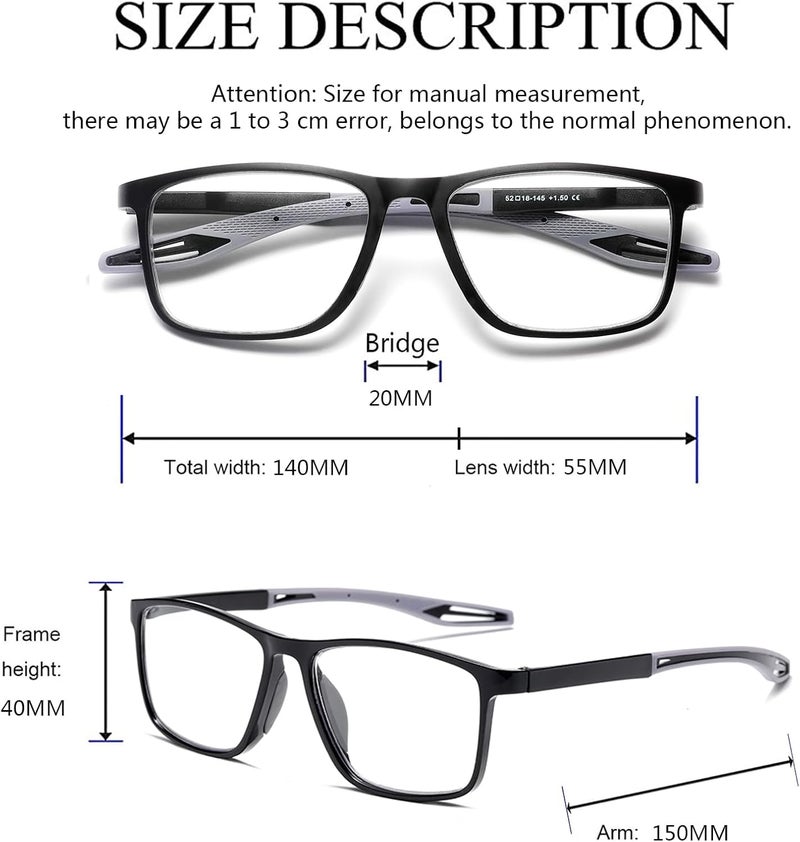 Hubeye TR90 Sports Reading Glasses for Men and Women Good Square Comfortable Flexible Anti-Blue Computer Glasses High Quality Comfortable Reading Aid - Image 2