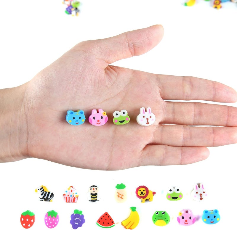 MGTECH 1000 Pieces Mini Animal Fruit Erasers for Kids Bulk, Small Cute Pencil Erasers Assortment for Home School Work Rewards, Party Favor and Gift Filling - Image 4