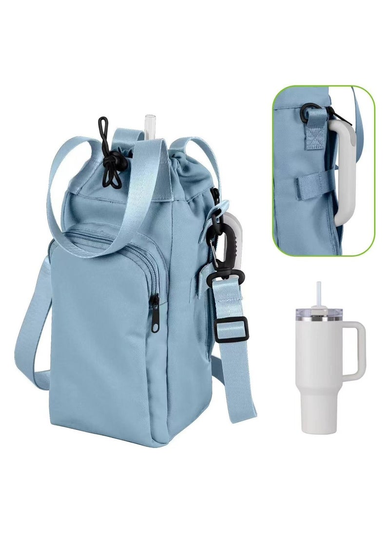 حامل زجاجة ماء مع حزام ، حقيبة حاملة زجاجة ماء لـ Stanley 40 OZ Tumbler مع مقبض ، حقيبة حبال زجاجة ماء معزولة مع حقيبة هاتف ، إكسسوارات محفظة زجاجة ماء - Image 1