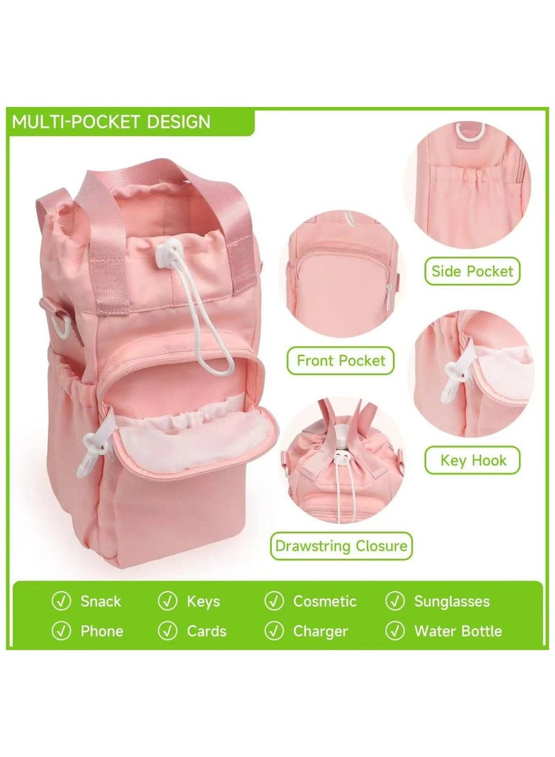 حامل زجاجة ماء مع حزام ، حقيبة حاملة زجاجة ماء لـ Stanley 40 OZ Tumbler مع مقبض ، حقيبة حبال زجاجة ماء معزولة مع حقيبة هاتف ، إكسسوارات محفظة زجاجة ماء - Image 4