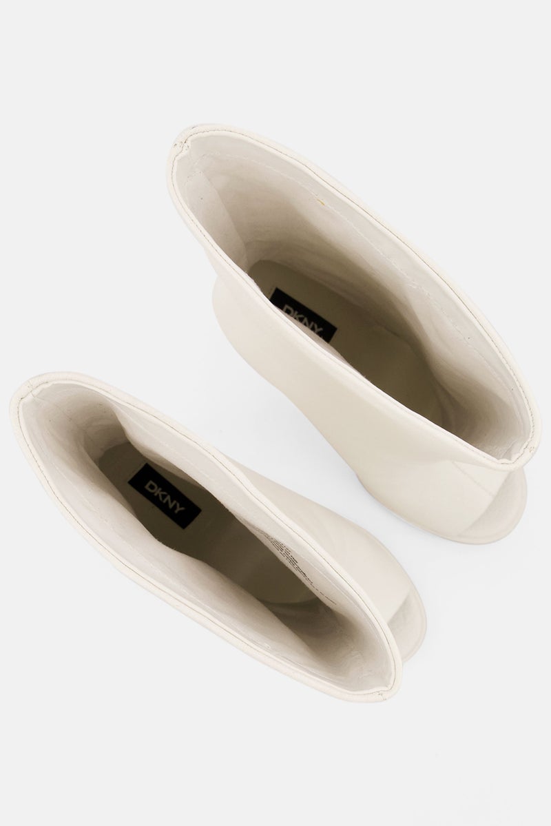 DKNY Women Medium Blade Slip On Mid Length Boots, White - Image 4