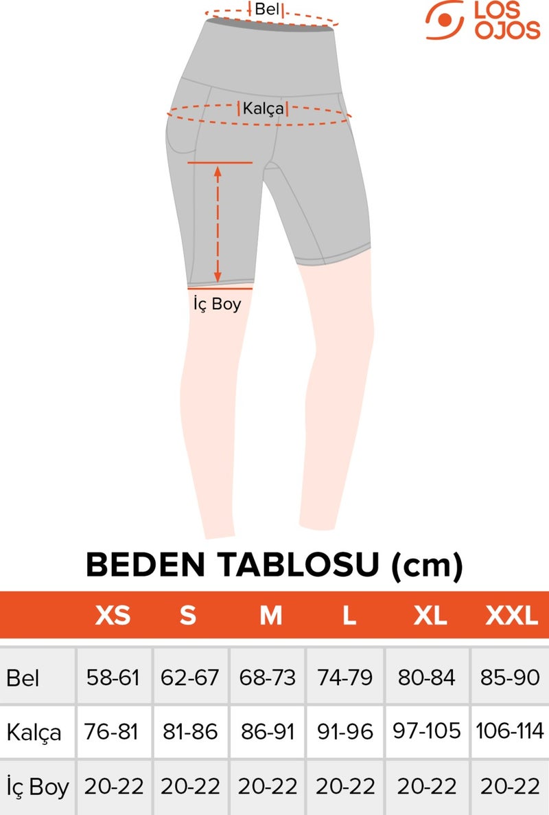 Los Ojos Women's Black High Waist Slimmer Double Pocket Biker Shorts Short Sport Leggings  - Image 2