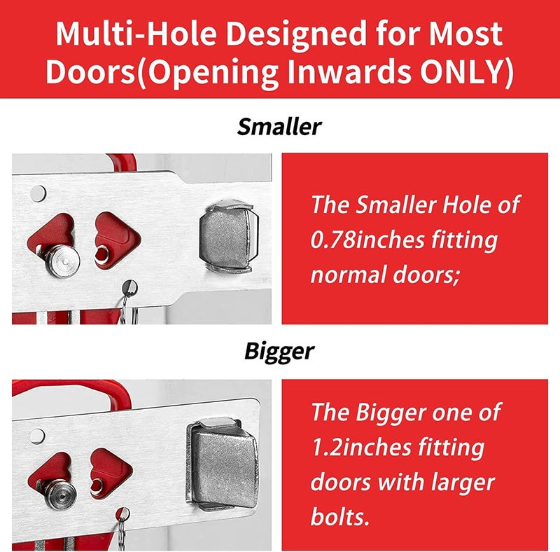 Rerishom Portable Door Lock Extra Lock for Additional Privacy and Safety in Home, Hotel, Apartment, AirBNB - Red - Image 2