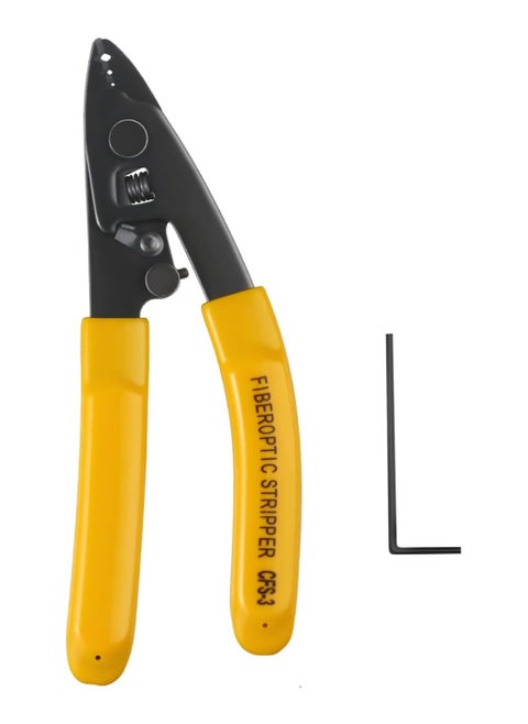 Fiber Optic Stripping Pliers, Squeeze Pliers 3 Port Hole Fiber Optic Stripping Tool with Hex Socket Wrench for Jacket  Buffer and 125μm 250μm Coating Stripping